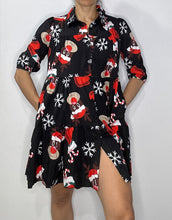 Load image into Gallery viewer, Christmas Dress - Button Down - Black