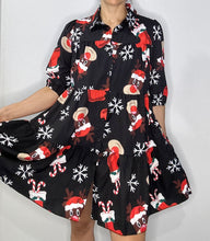 Load image into Gallery viewer, Christmas Dress - Button Down - Black