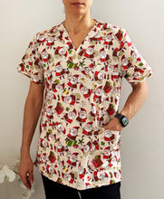 Load image into Gallery viewer, Unisex Christmas Printed Scrubs - Beige