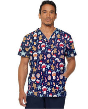 Load image into Gallery viewer, Unisex Christmas Printed Scrubs - Navy