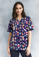 Load image into Gallery viewer, Unisex Christmas Printed Scrubs - Navy