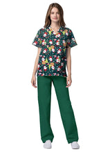 Load image into Gallery viewer, Unisex Christmas Printed Scrubs - Green 2.0