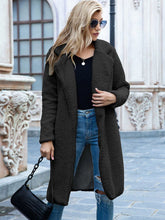 Load image into Gallery viewer, Lined Collared Teddy Coat with Pockets - Black
