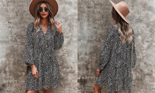Load image into Gallery viewer, Tiered Dress with Long Cuffed Sleeves - Black
