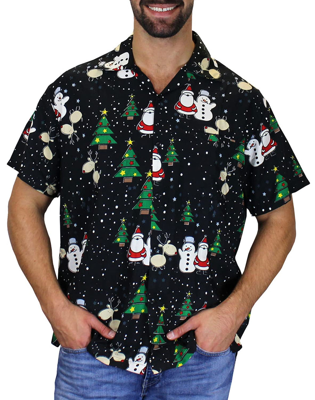 Men's button sales up christmas shirts