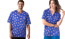 Load image into Gallery viewer, Unisex Christmas Printed Scrubs - Blue
