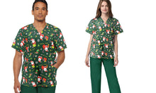 Load image into Gallery viewer, Unisex Christmas Printed Scrubs - Green

