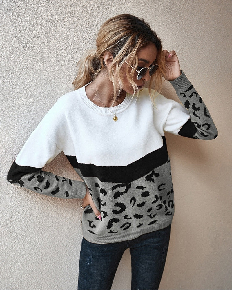 Leopard Sweater - Grey
