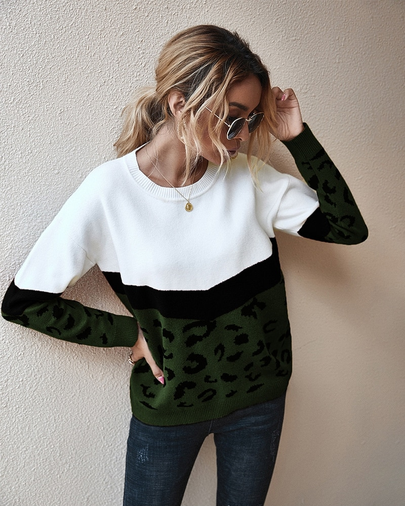 Leopard Sweater - Khaki